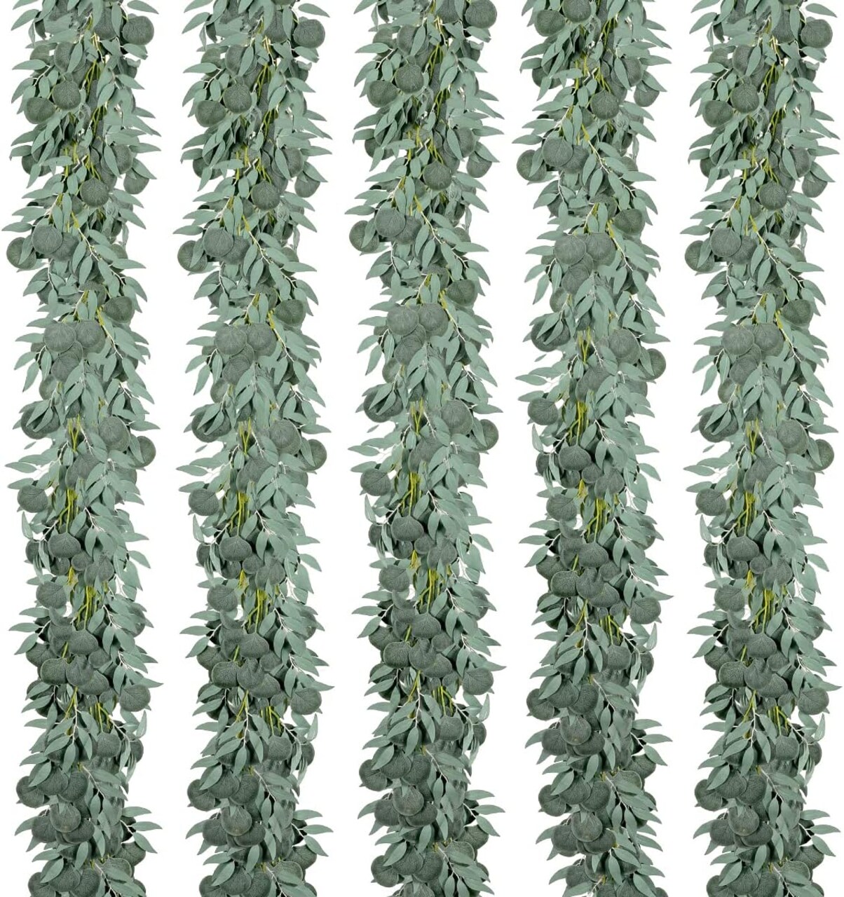 5 Pack 6.56FT Green Eucalyptus Garland for Decoration Table with Willow Leaves Greenery Garland Fake Hanging Plants Vines for Wedding Arch Decor Party Room Home Garden Office Wall Decor